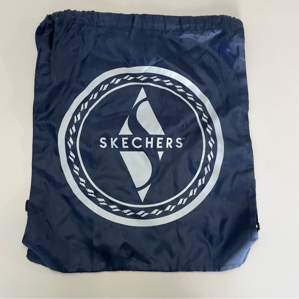 Skechers Navy Drawstring Lightweight Nylon Backpack Yoga Streetwear Gym Travel